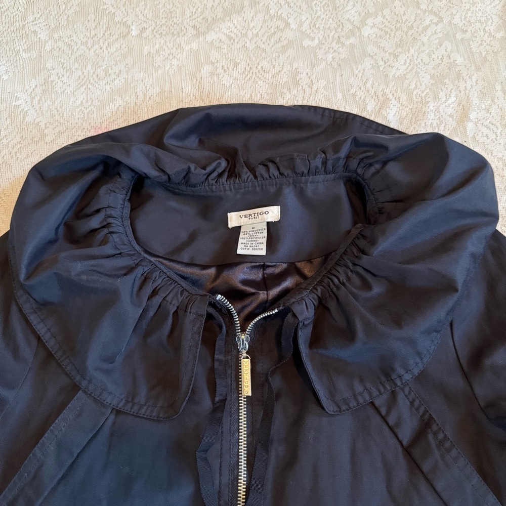 Vertigo Paris ruffle collar stylish long trench jacket - Picture 2 of 11